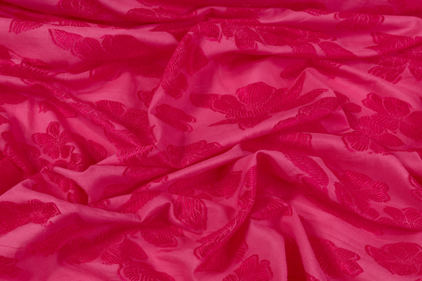 Floral Italian Cotton Viscose Fil Coupé - Magenta