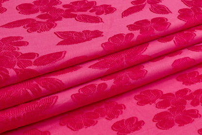 Floral Italian Cotton Viscose Fil Coupé - Magenta