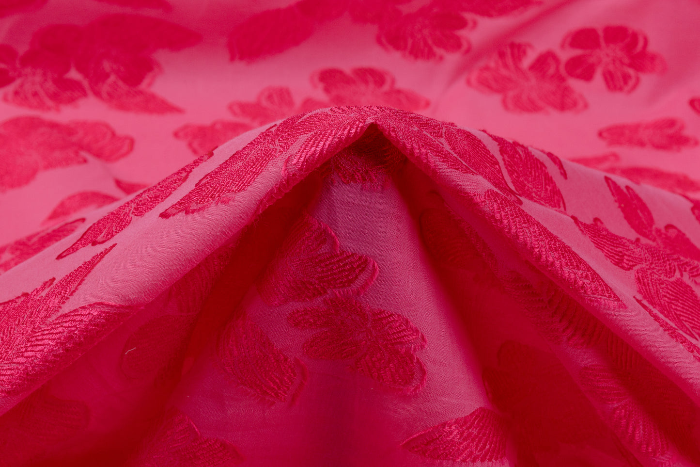 Floral Italian Cotton Viscose Fil Coupé - Magenta