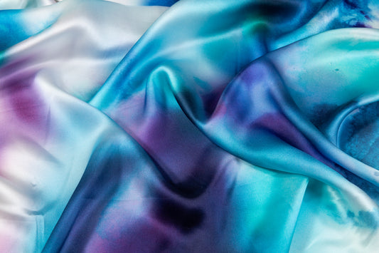 Tie-Dye Printed Italian Silk Charmeuse - Multicolor
