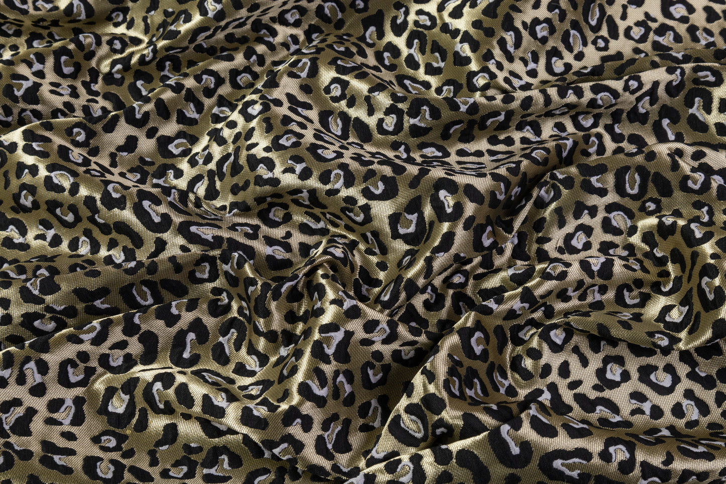 Cheetah Design Metallic Brocade - Gold / Black / White