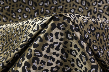 Cheetah Design Metallic Brocade - Gold / Black / White