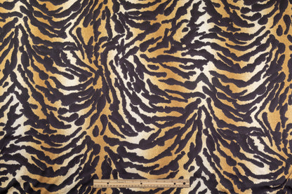 Zebra Printed Polyester Satin - Black / Gold