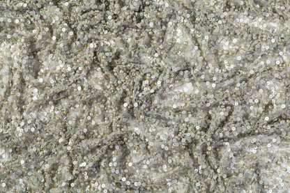 Hand Beaded and Sequined Metallic Lace - Sage Green