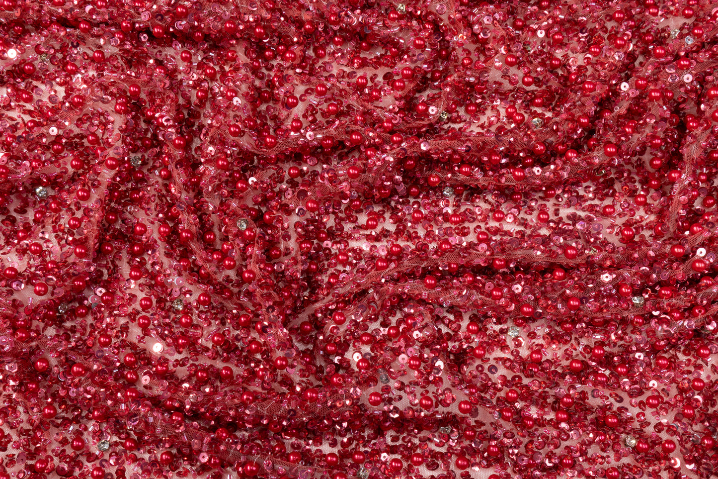 Ombré Hand Beaded Tulle - Red – Prime Fabrics