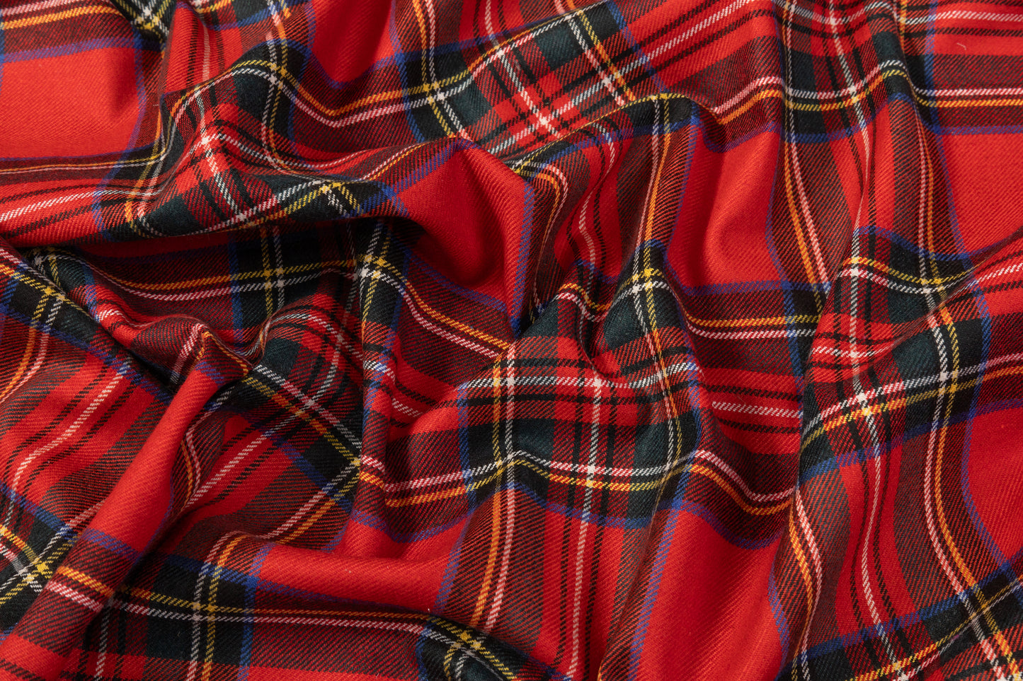 Tartan Italian Poly Wool Suiting - Red