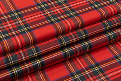 Tartan Italian Poly Wool Suiting - Red