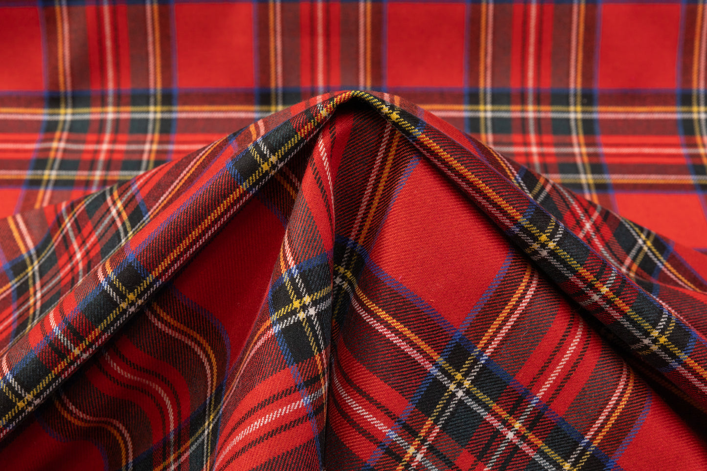 Tartan Italian Poly Wool Suiting - Red