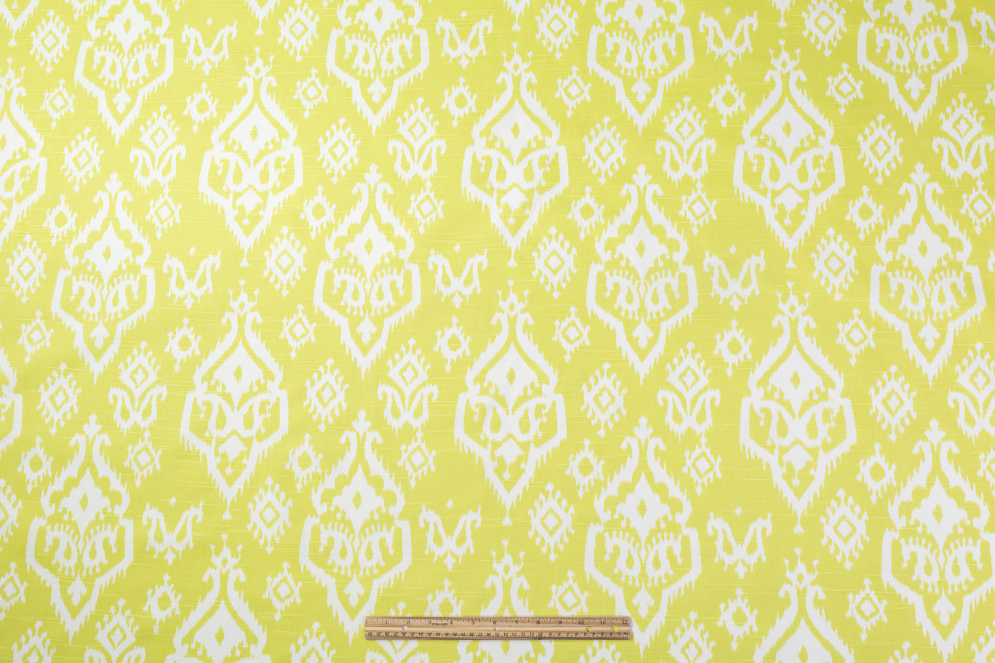 Ikat Printed Cotton Canvas - Lime Green / White