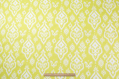 Ikat Printed Cotton Canvas - Lime Green / White