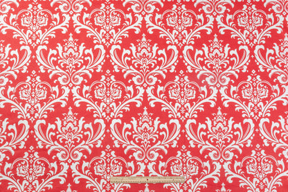 Damask Printed Cotton Canvas - Red / White