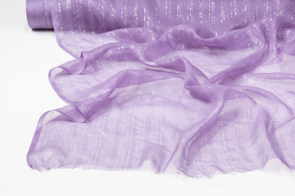 Crinkled Metallic Silk Chiffon - Lavender