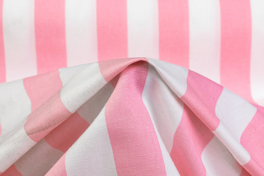 Striped Cotton Canvas - Pink / White