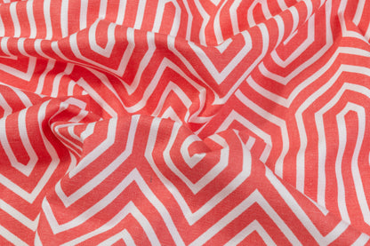 Printed Cotton Canvas - Coral / White