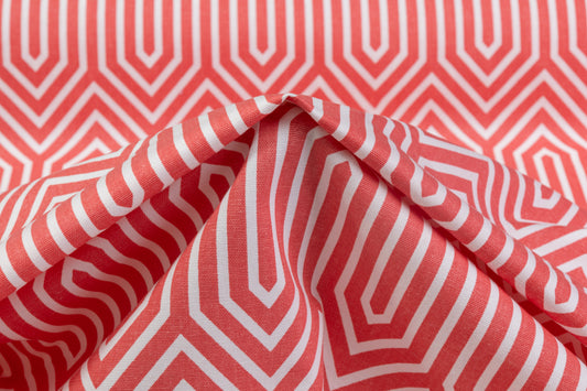 Printed Cotton Canvas - Coral / White