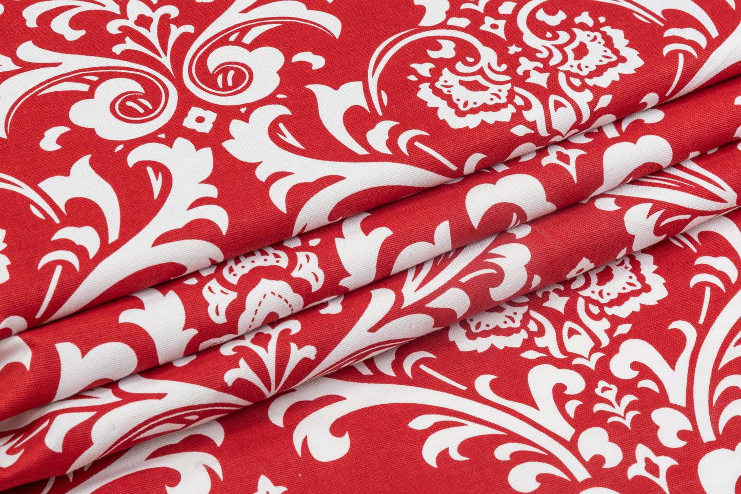 Damask Printed Cotton Canvas - Red / White