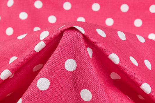 Polka Dot Cotton Canvas - Pink / White