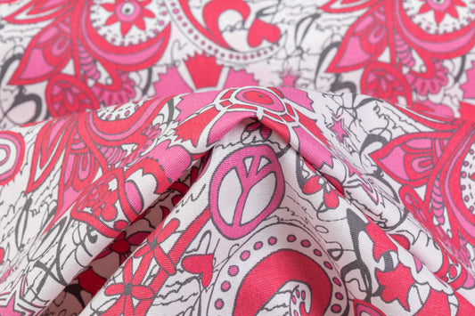 Peace Printed Cotton Canvas - Red / Pink / White