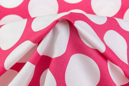 Polka Dot Cotton Canvas - Pink / White