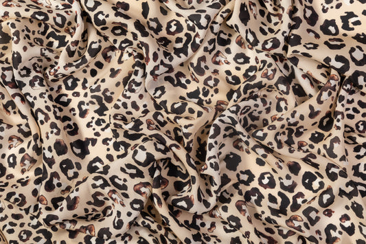 Cheetah Print Silk Crepe De Chine - Beige