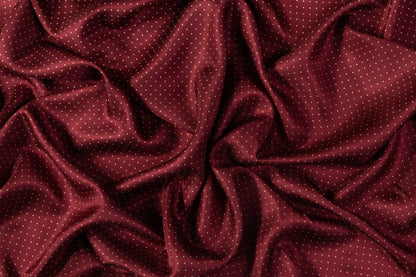 Dotted Silk Twill - Burgundy / Beige