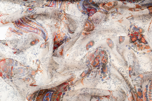 Abstract Paisley Silk Georgette - Multicolor