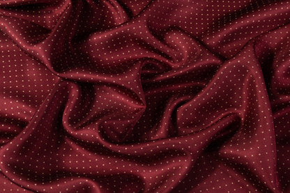 Dotted Silk Twill - Burgundy / Beige