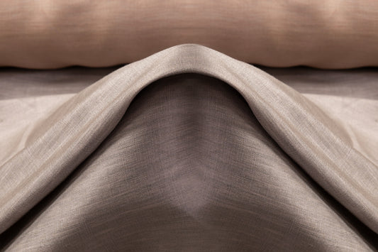 Double Faced Italian Silk / Linen Blend - Beige / Gray