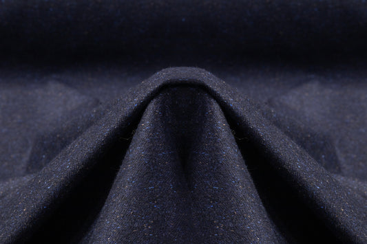Italian Silk / Wool Tweed - Navy Blue