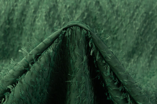 Fringed Italian Poly Viscose Crepe - Green