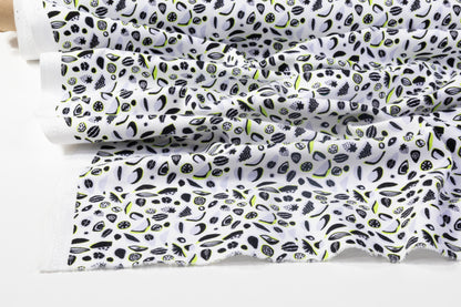 Fruit Printed Cotton Canvas - White / Black / Green