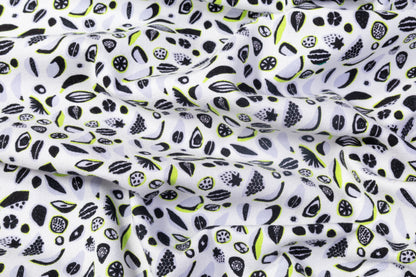 Fruit Printed Cotton Canvas - White / Black / Green