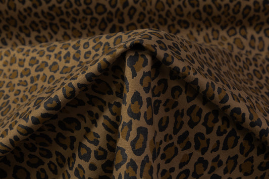 Cheetah Print Cotton Denim - Brown / Black