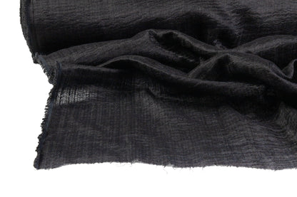 Crinkled Wool Viscose Gauze - Black