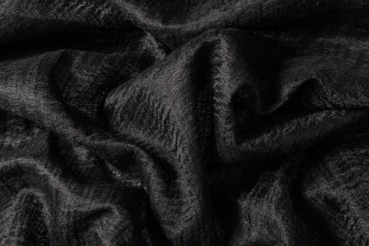 Crinkled Wool Viscose Gauze - Black