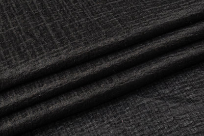 Crinkled Wool Viscose Gauze - Black