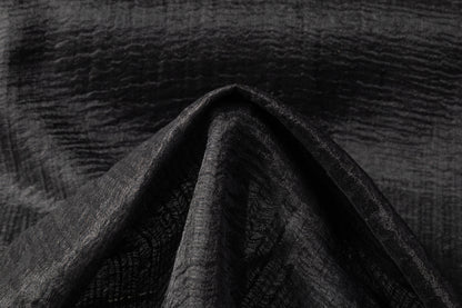 Crinkled Wool Viscose Gauze - Black