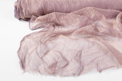 Iridescent Crinkled Silk Blend Organza Lamé - Purple / Beige