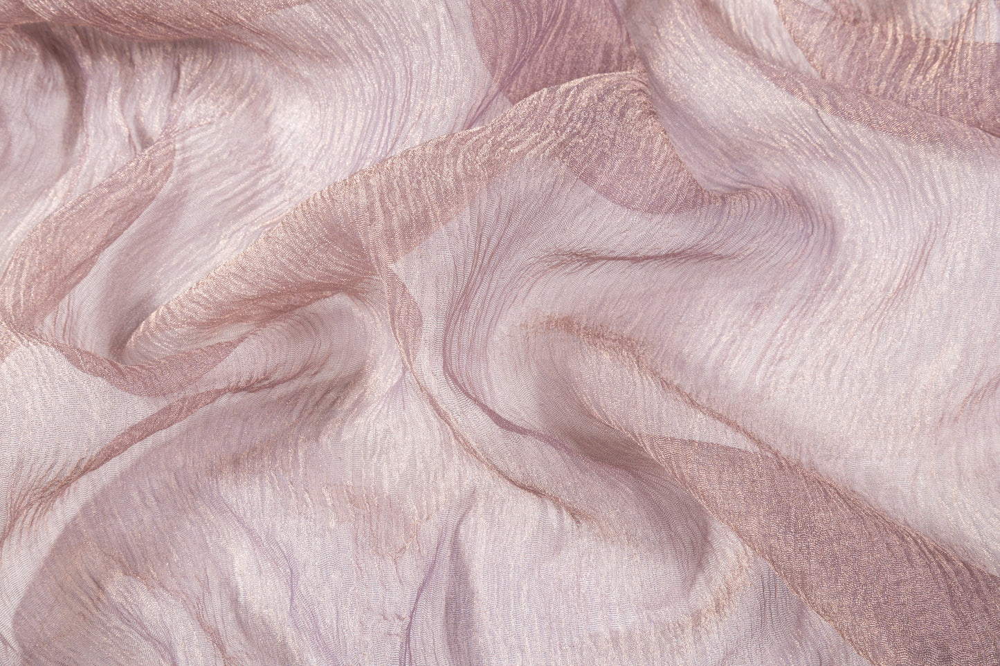 Iridescent Crinkled Silk Blend Organza Lamé - Purple / Beige