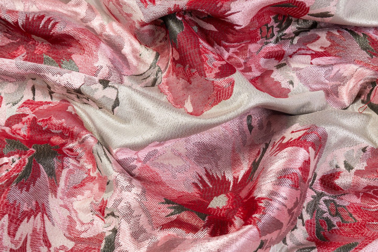 Floral Metallic Brocade - Pink