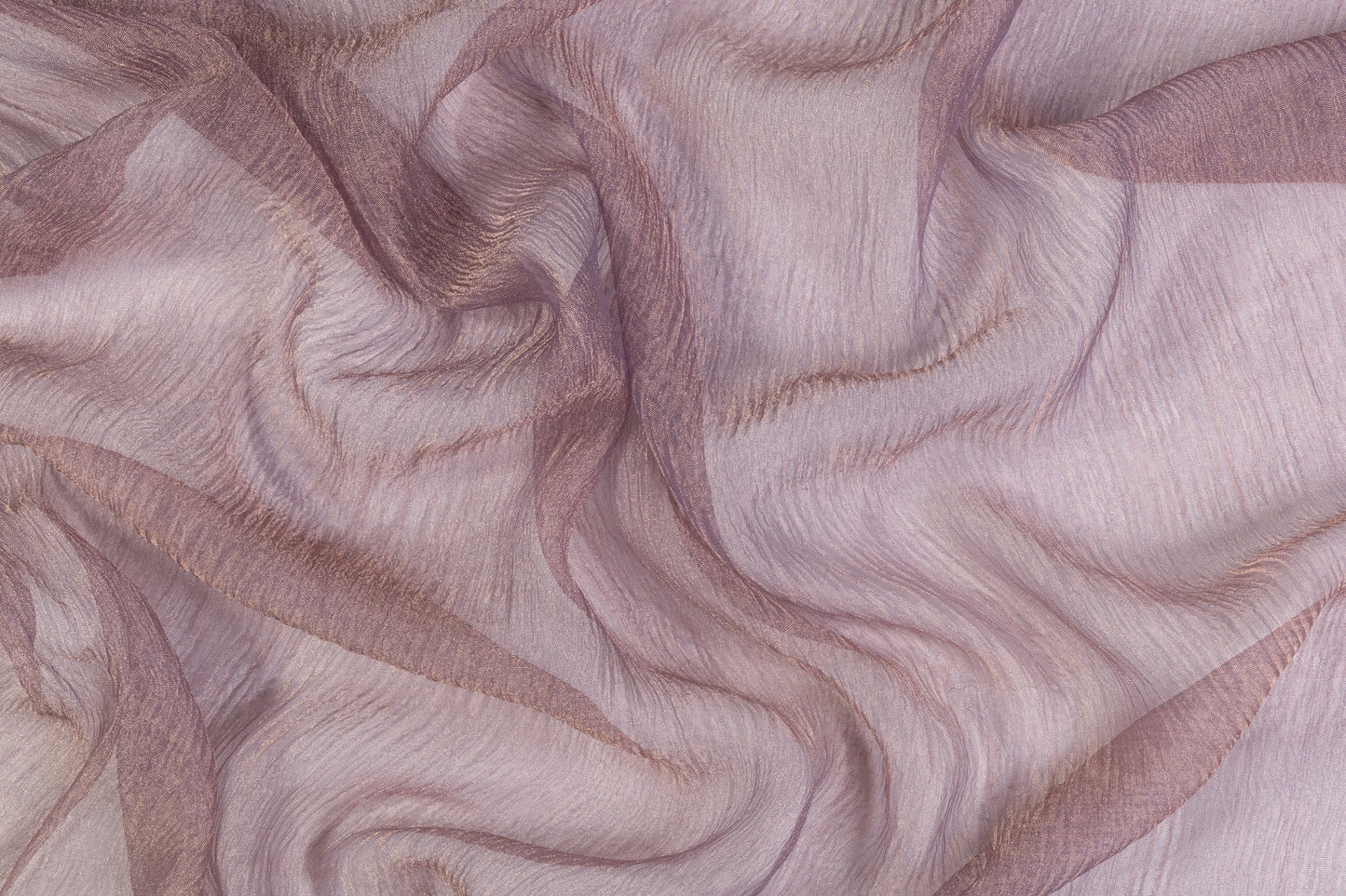 Iridescent Crinkled Silk Blend Organza Lamé - Purple / Beige