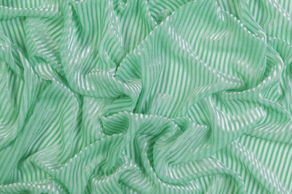 Striped Silk Viscose Velvet Burnout - Green