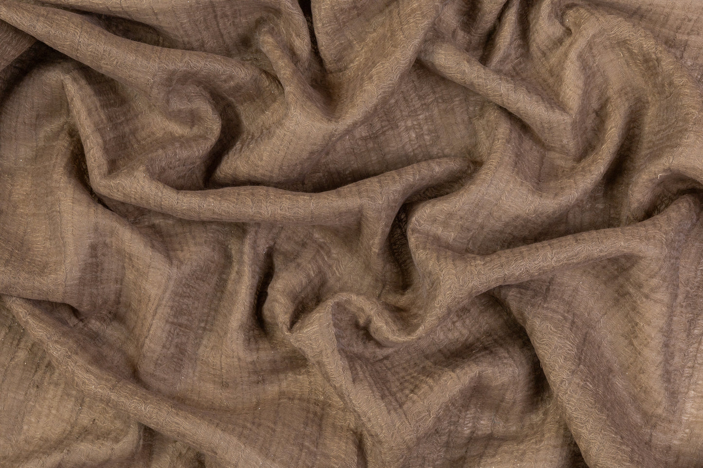 Crinkled Wool Viscose Gauze - Brown