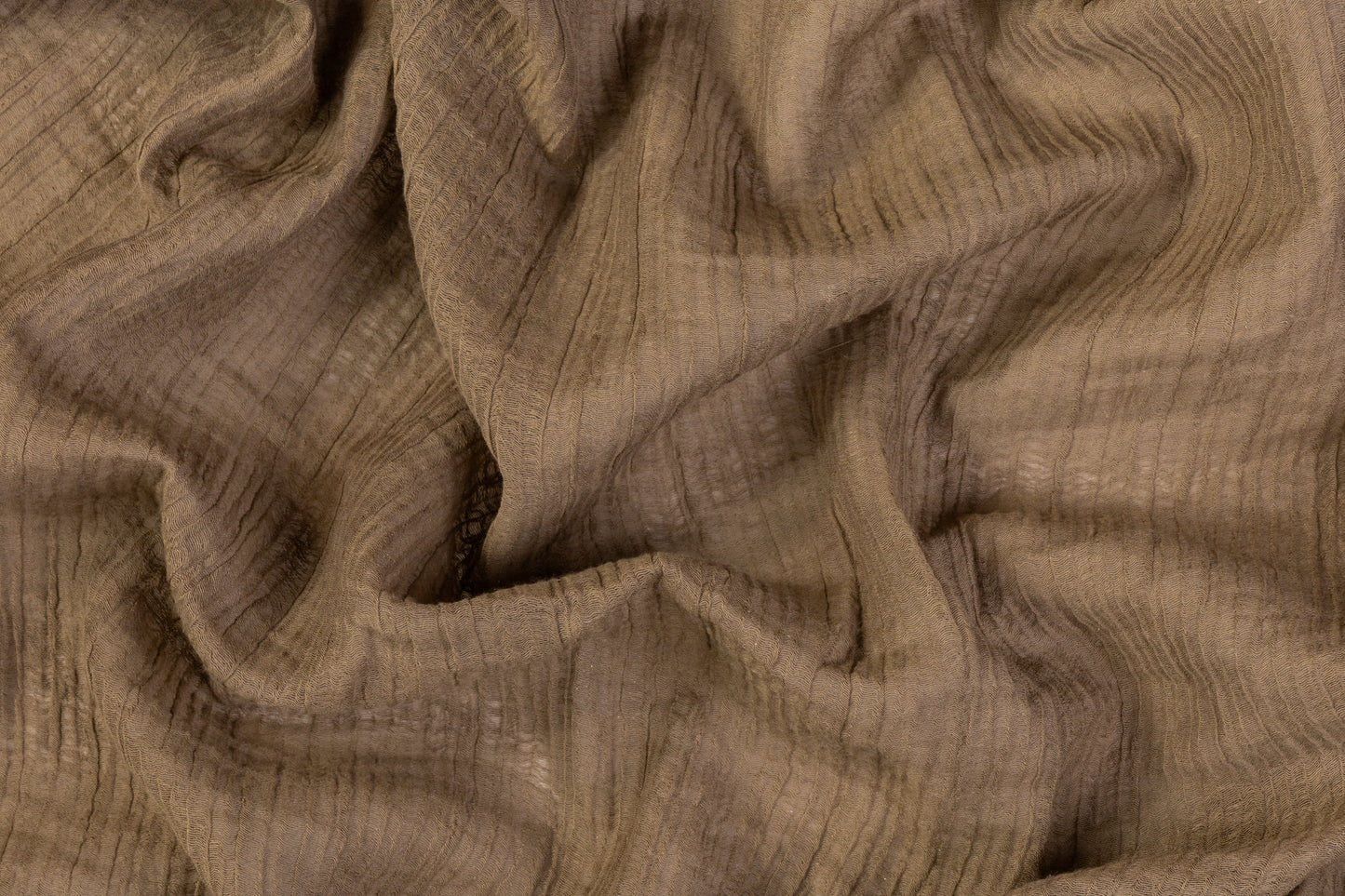 Crinkled Wool Viscose Gauze - Brown