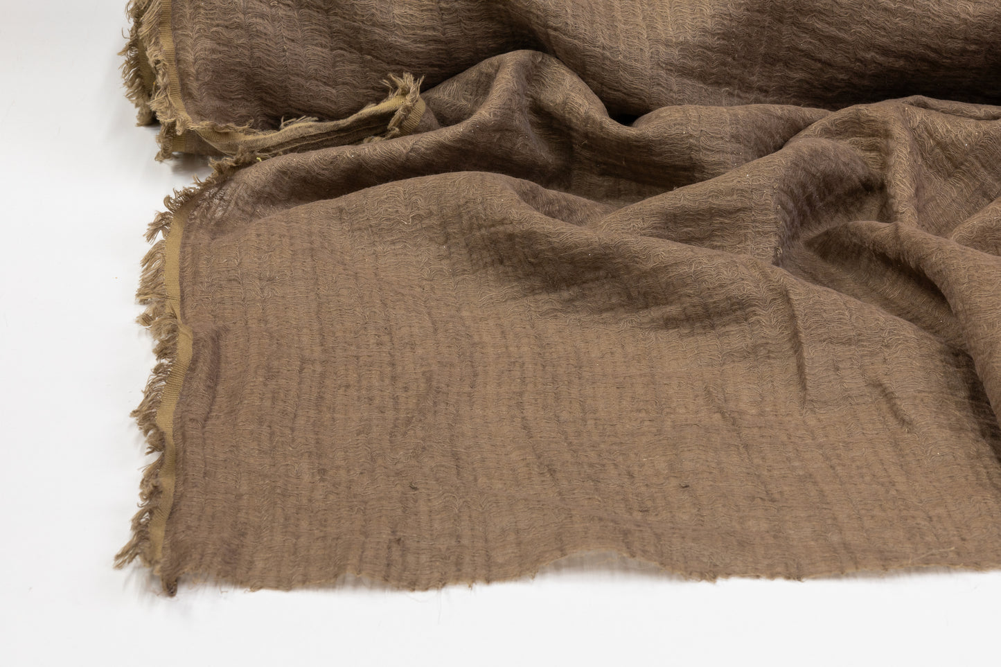 Crinkled Wool Viscose Gauze - Brown