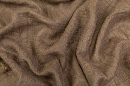 Crinkled Wool Viscose Gauze - Brown