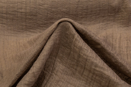 Crinkled Wool Viscose Gauze - Brown