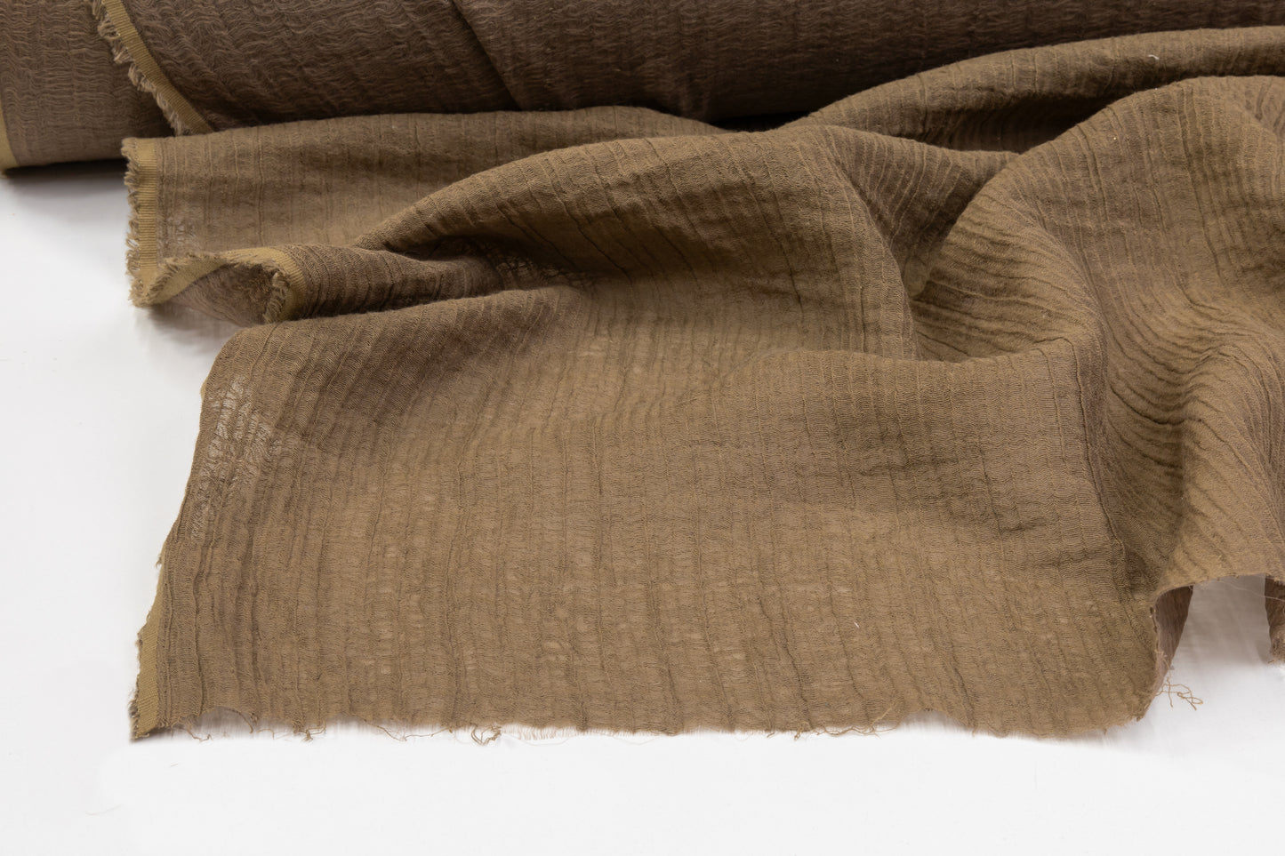 Crinkled Wool Viscose Gauze - Brown