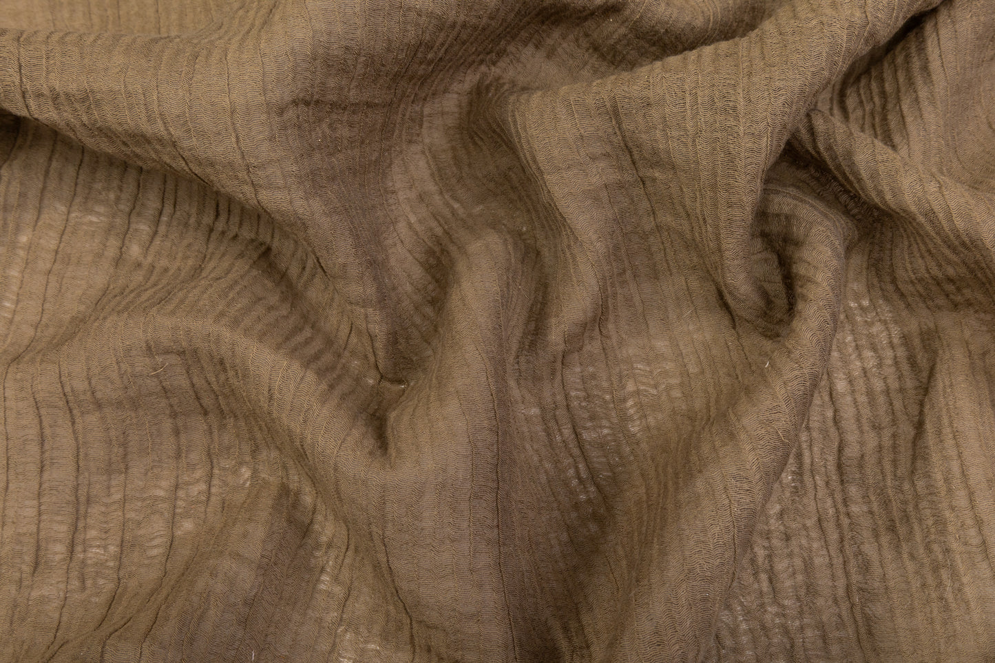 Crinkled Wool Viscose Gauze - Brown