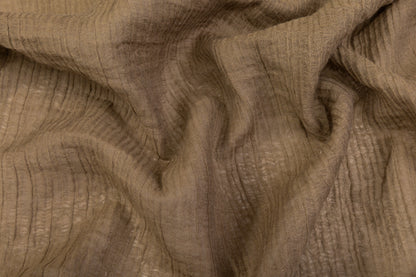 Crinkled Wool Viscose Gauze - Brown